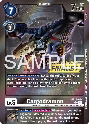 Cargodramon (2024 Regionals Finalist) (BT14-064 R), Blast Ace — Digimon card price