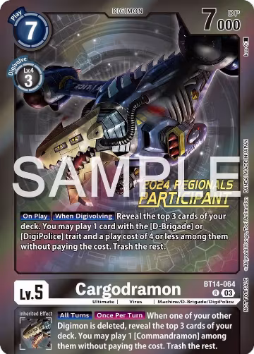 Cargodramon (2024 Regionals Participant) (BT14-064 R), Blast Ace — Digimon card price