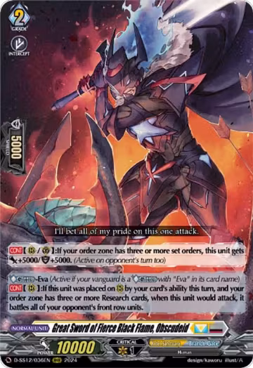 Great Sword of Fierce Black Flame, Obscudeid (D-SS12/036EN), D-SS12: Triple Drive Booster — Vanguard card price