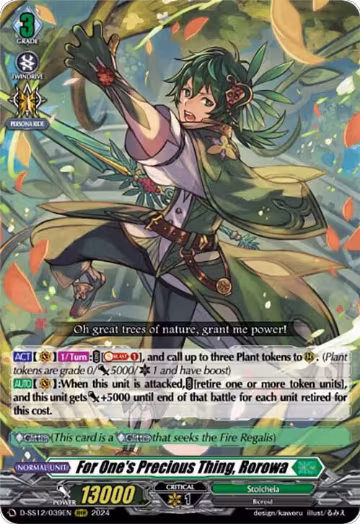 For One's Precious Thing, Rorowa (D-SS12/039EN), D-SS12: Triple Drive Booster — Vanguard card price