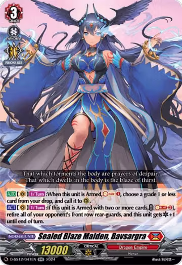 Sealed Blaze Maiden, Bavsargra (D-SS12/047EN), D-SS12: Triple Drive Booster — Vanguard card price