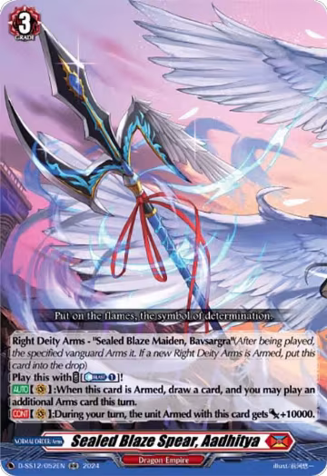 Sealed Blaze Spear, Aadhitya (D-SS12/052EN), D-SS12: Triple Drive Booster — Vanguard card price