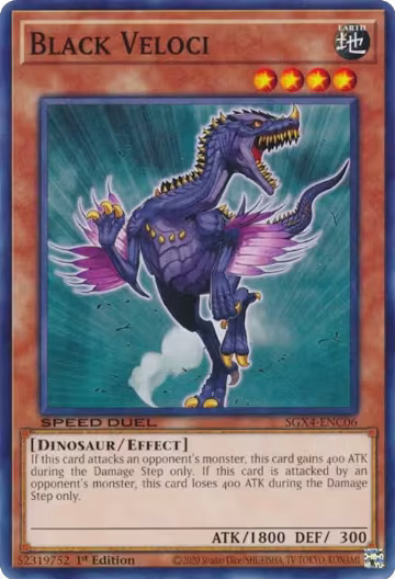 Black Veloci (SGX4-ENC06), Speed Duel GX: Midterm Destruction — Yu-Gi-Oh! card price