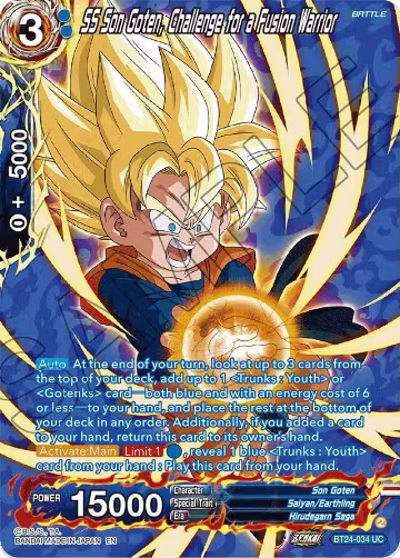 SS Son Goten, Challenge for a Fusion Warrior (Collector Booster Silver) (BT24-034), Beyond Generations — DB Super card price