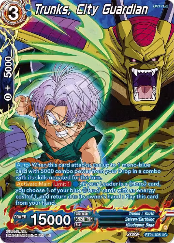 Trunks, City Guardian (Collector Booster Silver) (BT24-036), Beyond Generations — DB Super card price