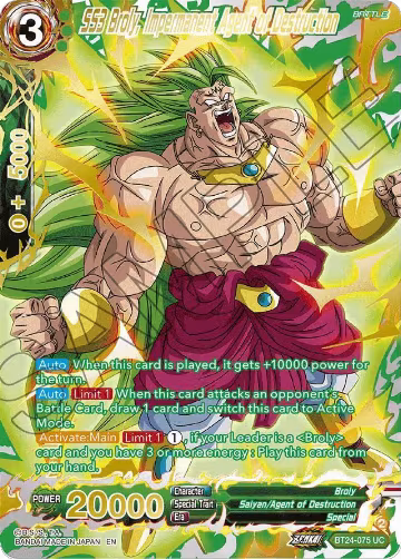SS3 Broly, Impermanent Agent of Destruction (Collector Booster Gold) (BT24-075), Beyond Generations — DB Super card price