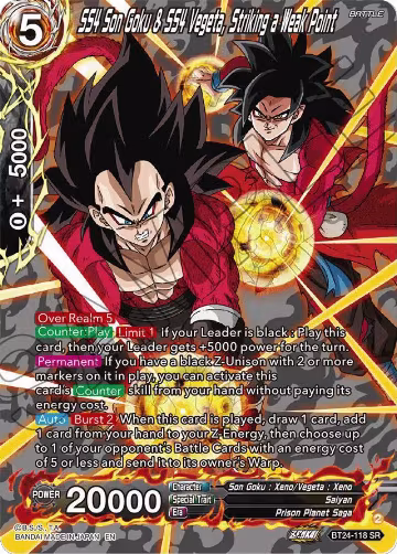 SS4 Son Goku & SS4 Vegeta, Striking a Weak Point (Collector Booster Silver) (BT24-118), Beyond Generations — DB Super card price