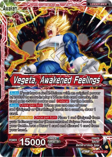 Vegeta // Vegeta, Awakened Feelings (Collector Booster Foil) (BT24-001), Beyond Generations — DB Super card price
