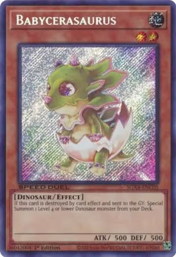 Babycerasaurus (Secret Rare) (SGX4-ENC05), Speed Duel GX: Midterm Destruction — Yu-Gi-Oh! card price