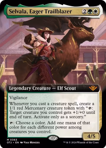 Selvala, Eager Trailblazer (Extended Art) (363), Outlaws of Thunder Junction — Magic card price
