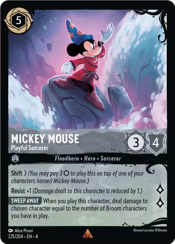 Mickey Mouse - Playful Sorcerer (225/204) (225/204), Illumineer's Quest: Deep Trouble — Lorcana card price