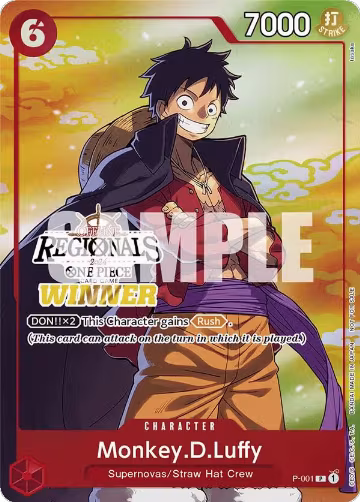 Monkey.D.Luffy (001) (Offline Regional 2024 Vol. 2) [Winner] (P-001), One Piece Promotion Cards — One Piece card price