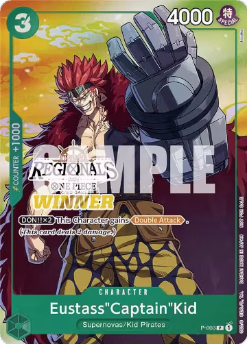 Eustass"Captain"Kid (Online Regional 2024 Vol. 2) [Winner] (P-003), One Piece Promotion Cards — One Piece card price