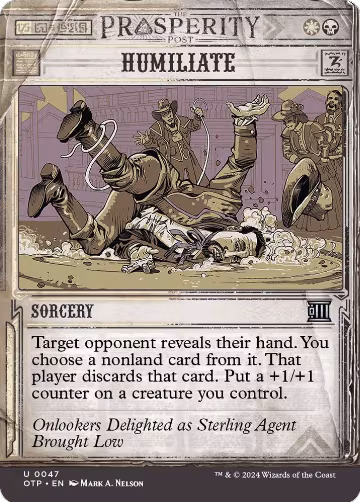 Humiliate (47), Outlaws of Thunder Junction: Breaking News — Magic card price