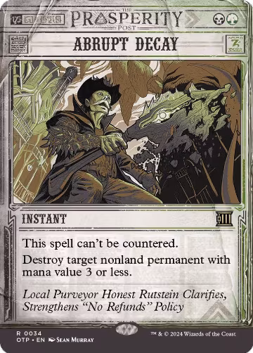 Abrupt Decay (34), Outlaws of Thunder Junction: Breaking News — Magic card price
