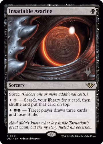 Insatiable Avarice (91), Promo Pack: Outlaws of Thunder Junction — Magic card price