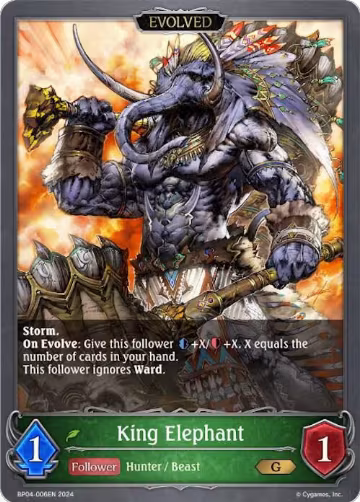 King Elephant (Evolved) (BP04-006EN), Cosmic Mythos — Shadowverse card price