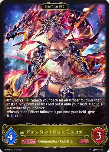 Mars, Silent Flame General (Evolved) (BP04-021EN), Cosmic Mythos — Shadowverse card price