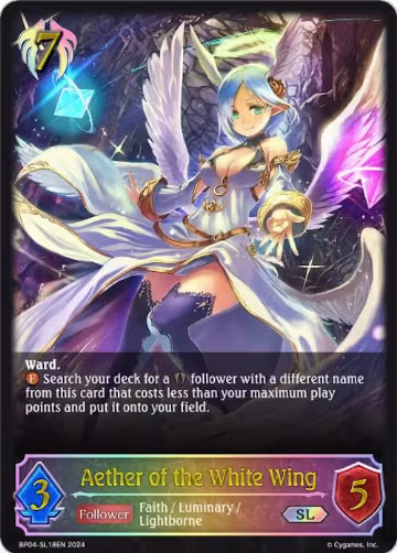 Aether of the White Wing (SL) (BP04-SL18EN), Cosmic Mythos — Shadowverse card price