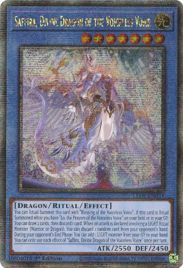 Saffira, Divine Dragon of the Voiceless Voice (Quarter Century Secret Rare) (LEDE-EN034), Legacy of Destruction — Yu-Gi-Oh! card price