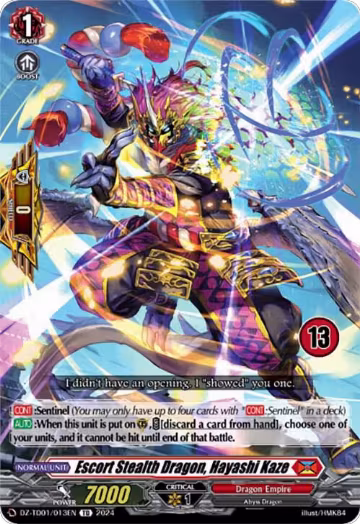 Escort Stealth Dragon, Hayashi Kaze (13) (DZ-TD01/013EN), DZ-TD01: Start Up Trial Deck "Dragon Empire" — Vanguard card price