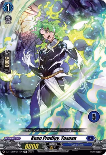 Keen Prodigy, Yuxuan (5) (DZ-TD02/011EN), DZ-TD02: Start Up Trial Deck "Dark States" — Vanguard card price