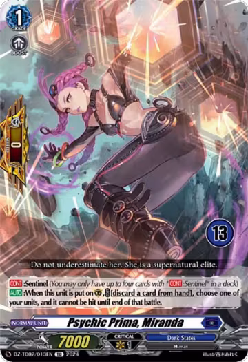 Psychic Prima, Miranda (13) (DZ-TD02/013EN), DZ-TD02: Start Up Trial Deck "Dark States" — Vanguard card price