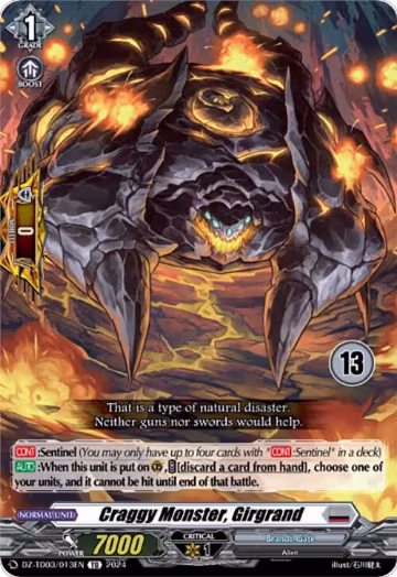 Craggy Monster, Girgrand (13) (DZ-TD03/013EN), DZ-TD03: Start Up Trial Deck "Brandt Gate" — Vanguard card price