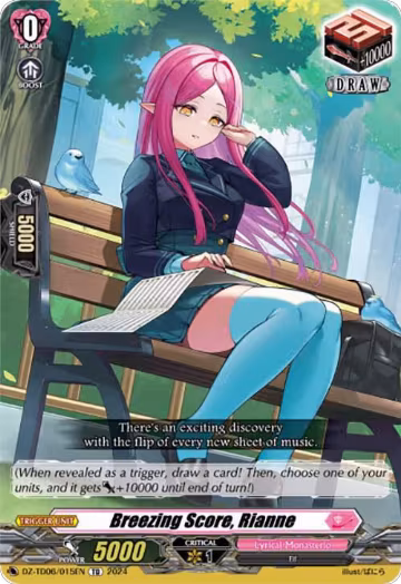 Breezing Score, Rianne (DZ-TD06/015EN), DZ-TD06: Start Up Trial Deck "Lyrical Monasterio" — Vanguard card price
