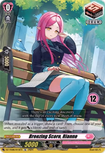 Breezing Score, Rianne (12) (DZ-TD06/015EN), DZ-TD06: Start Up Trial Deck "Lyrical Monasterio" — Vanguard card price