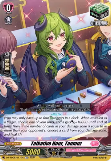 Talkative Hour, Tanmuz (DZ-TD06/017EN), DZ-TD06: Start Up Trial Deck "Lyrical Monasterio" — Vanguard card price