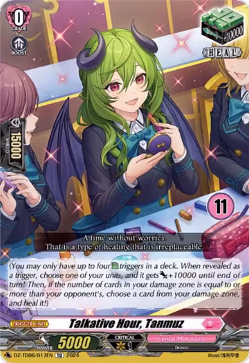 Talkative Hour, Tanmuz (11) (DZ-TD06/017EN), DZ-TD06: Start Up Trial Deck "Lyrical Monasterio" — Vanguard card price