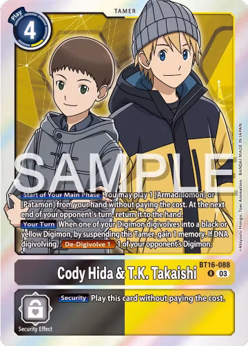 Cody Hida & T.K. Takaishi (BT16-088 R), Beginning Observer — Digimon card price
