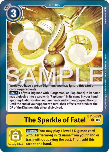 The Sparkle of Fate! (BT16-093 R), Beginning Observer — Digimon card price