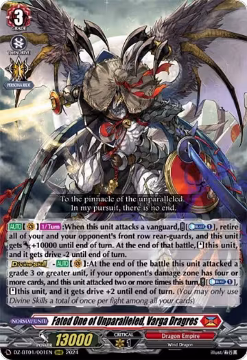 Fated One of Unparalleled, Varga Dragres (DZ-BT01/001EN), DZ-BT01: Fated Clash — Vanguard card price