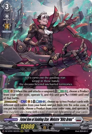Fated One of Guiding Star, Welstra "Blitz Arms" (DZ-BT01/007EN), DZ-BT01: Fated Clash — Vanguard card price