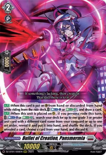 Bullet of Creation, Pansmermia (DZ-BT01/008EN), DZ-BT01: Fated Clash — Vanguard card price