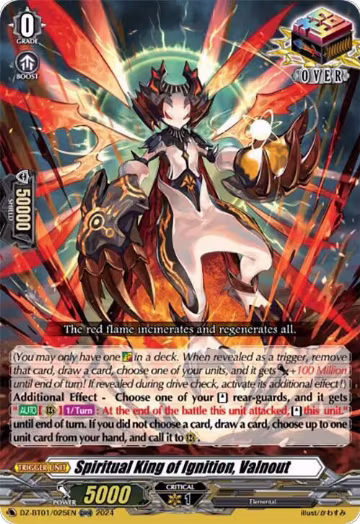 Spiritual King of Ignition, Valnout (ORR) (DZ-BT01/025EN), DZ-BT01: Fated Clash — Vanguard card price