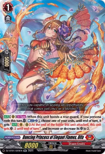 Dancing Princess of Elegant Flames, Olfa (DZ-BT01/029EN), DZ-BT01: Fated Clash — Vanguard card price
