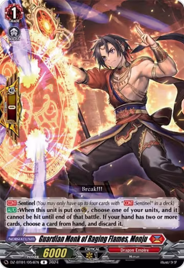 Guardian Monk of Raging Flames, Monju (DZ-BT01/054EN), DZ-BT01: Fated Clash — Vanguard card price