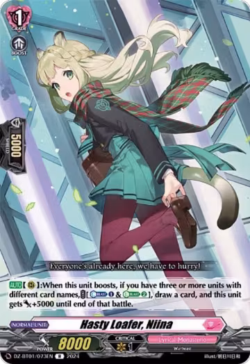 Hasty Loafer, Niina (DZ-BT01/073EN), DZ-BT01: Fated Clash — Vanguard card price