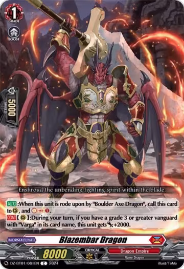 Blazembar Dragon (DZ-BT01/081EN), DZ-BT01: Fated Clash — Vanguard card price