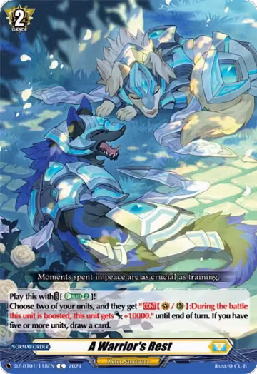 A Warrior's Rest (DZ-BT01/118EN), DZ-BT01: Fated Clash — Vanguard card price