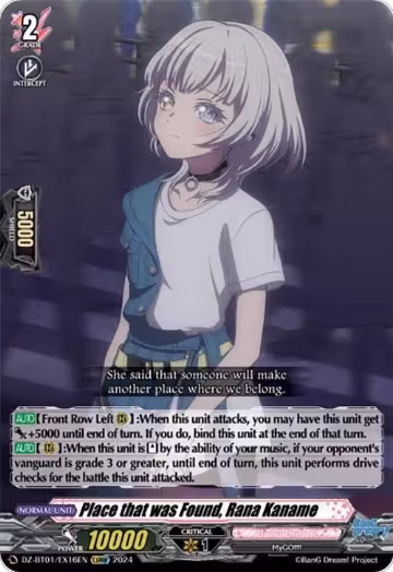Place that was Found, Rana Kaname (EXRRR) (DZ-BT01/EX16EN), DZ-BT01: Fated Clash — Vanguard card price