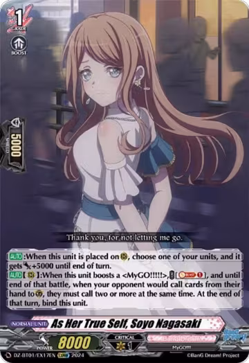 As Her True Self, Soyo Nagasaki (EXRRR) (DZ-BT01/EX17EN), DZ-BT01: Fated Clash — Vanguard card price