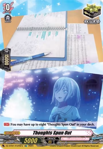 Thoughts Spun Out (EX25) (EXC) (DZ-BT01/EX25EN), DZ-BT01: Fated Clash — Vanguard card price