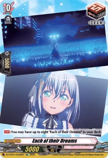Each of their Dreams (EX26) (EXC) (DZ-BT01/EX26EN), DZ-BT01: Fated Clash — Vanguard card price