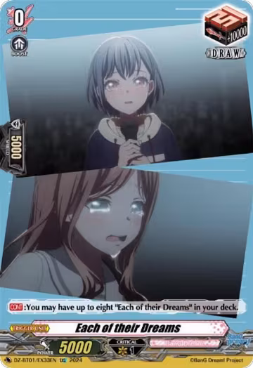 Each of their Dreams (EX33) (EXC) (DZ-BT01/EX33EN), DZ-BT01: Fated Clash — Vanguard card price