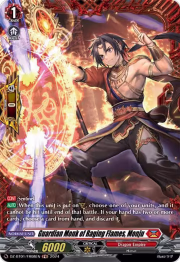 Guardian Monk of Raging Flames, Monju (FR) (DZ-BT01/FR08EN), DZ-BT01: Fated Clash — Vanguard card price