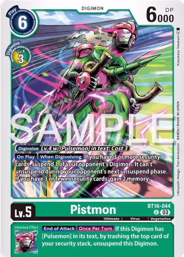 Pistmon (BT16-044 U), Beginning Observer — Digimon card price